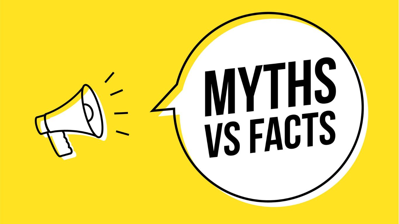 Megaphone beside a speech bubble reading Myths vs Facts
