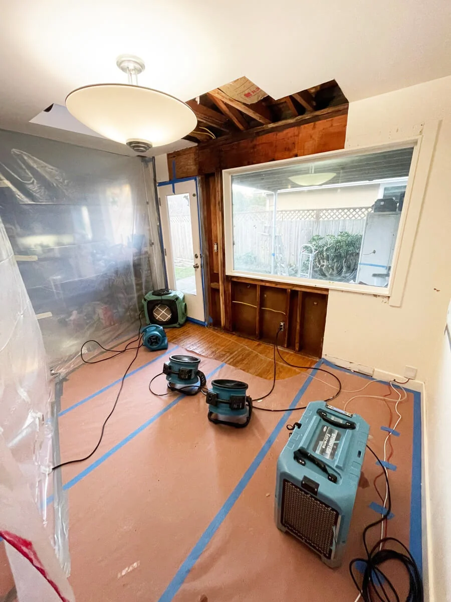 Drying equipment in a room with opened walls and ceiling — Pacifica, CA