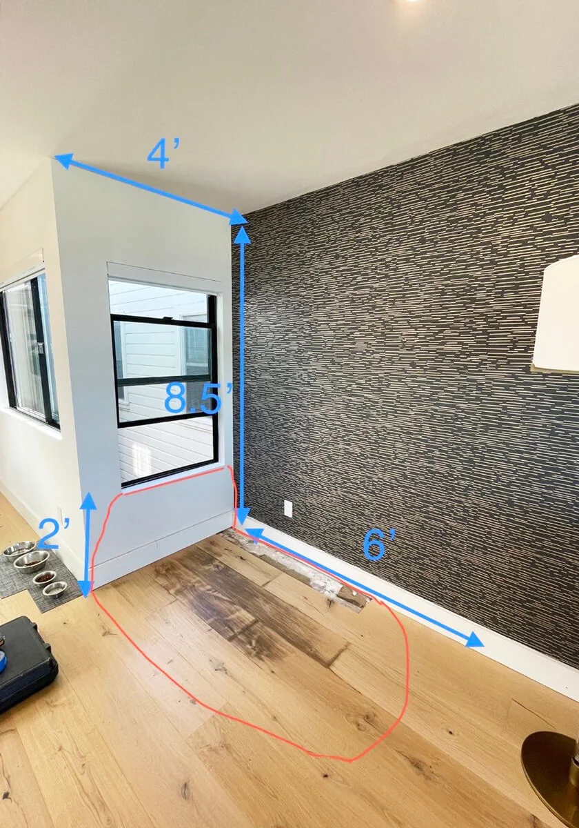 Wall and floor marked to show the water-damaged area — San Francisco, CA