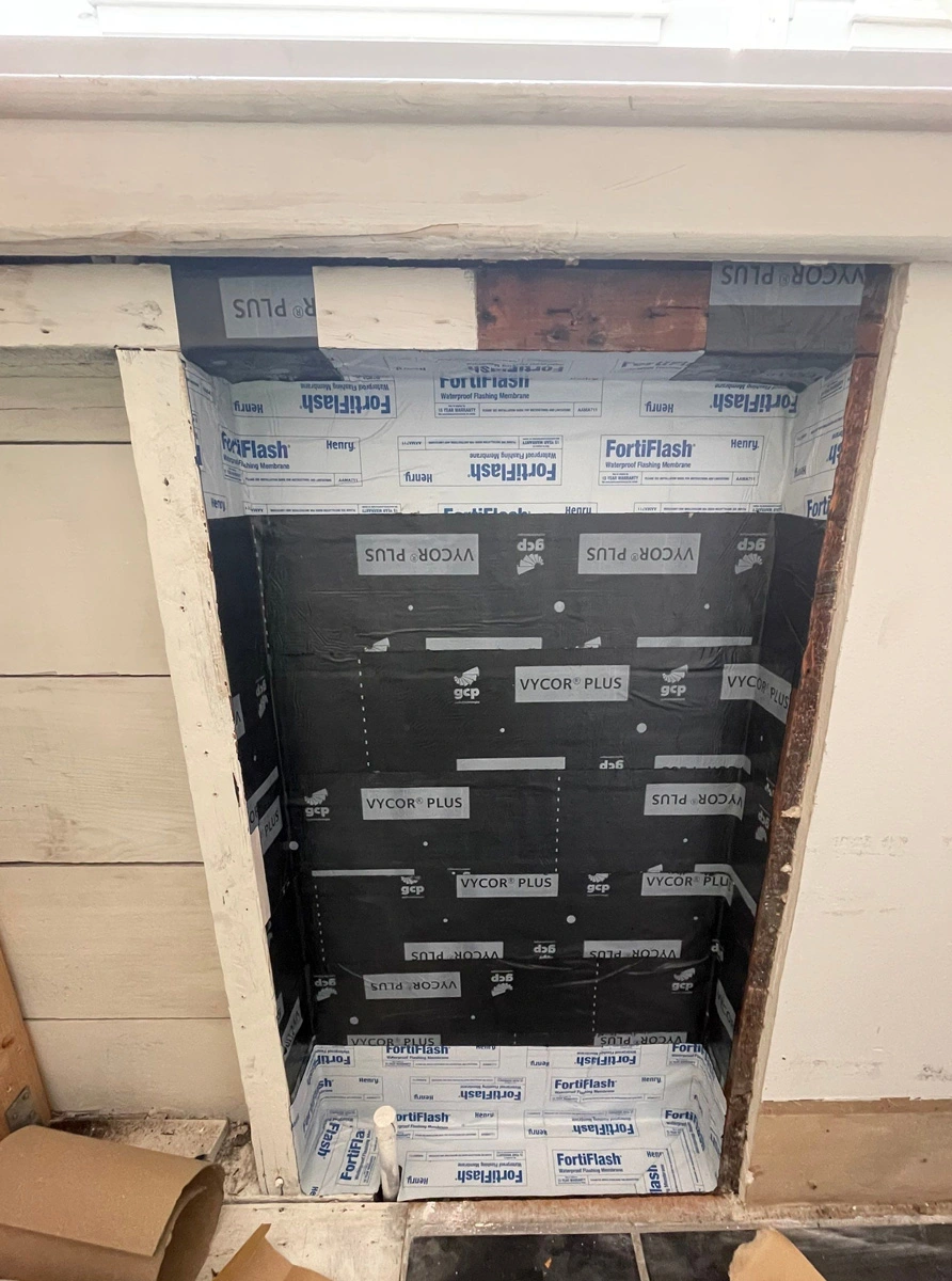Waterproof membrane installed inside an exposed wall cavity — San Francisco, CA