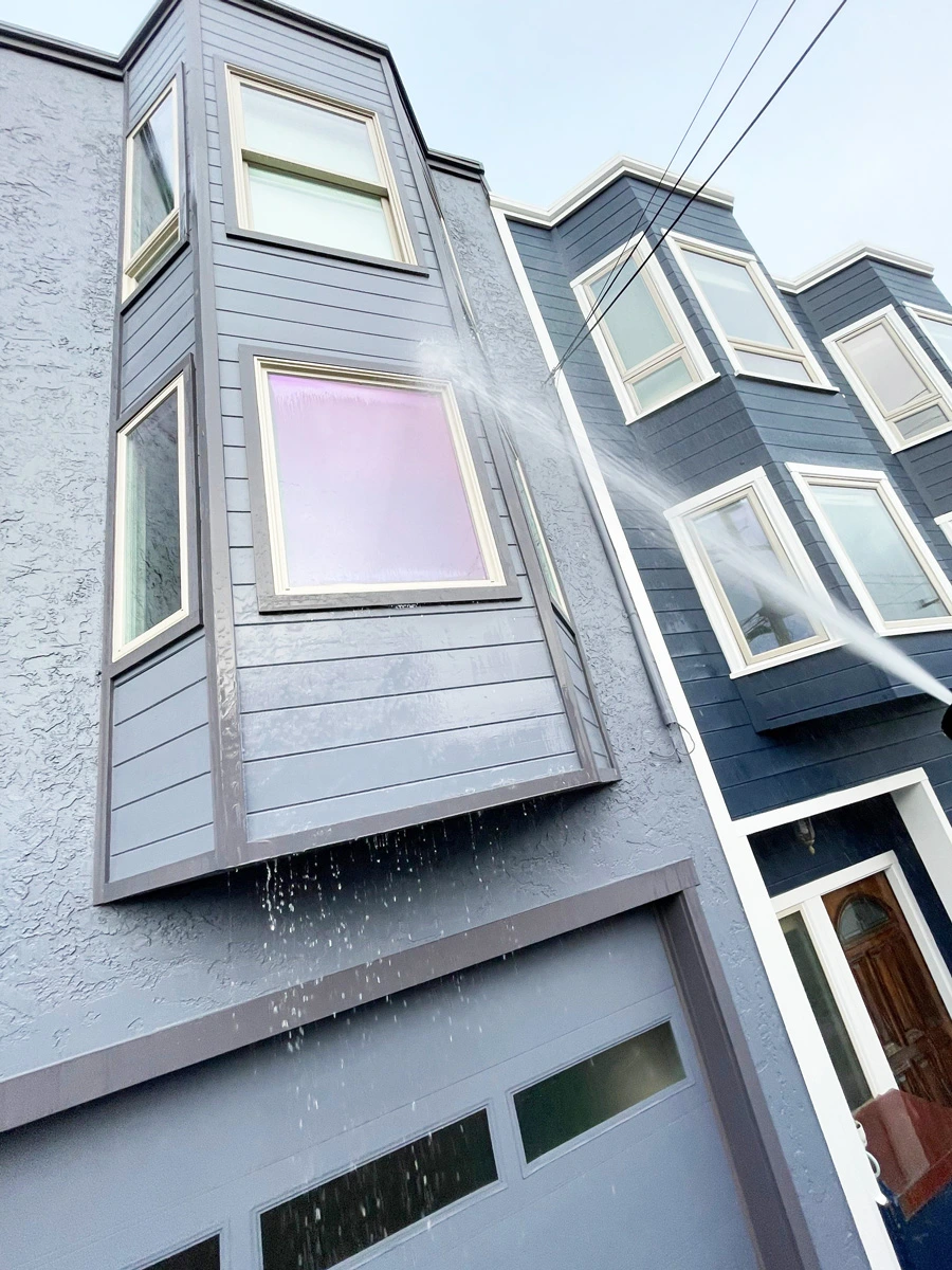 Exterior bay windows during leak investigation — San Francisco, CA
