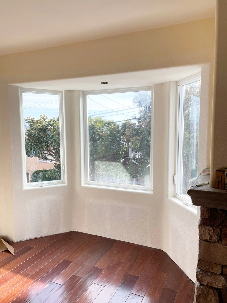 Newly finished walls and trim around a bay window — San Francisco, CA